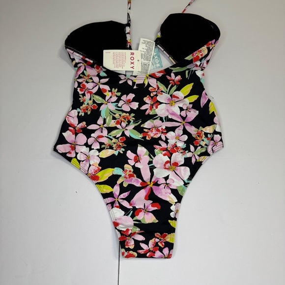 ROXY One Piece Swimsuit Size S Floral Cutout Halter NWT - Picture 4 of 8